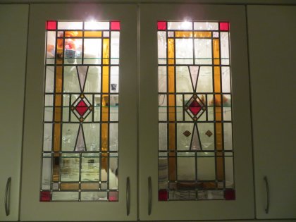 Amsterdam - glas-in-lood in keukenkastdeurtjes