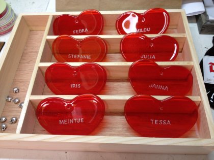 Glazen hartjes voor kinderfeestje