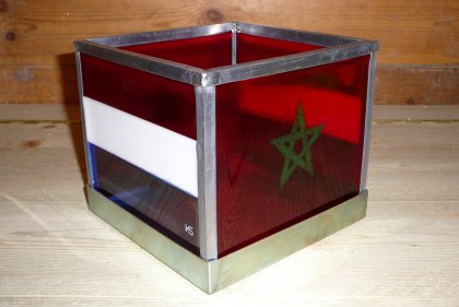 Multicultureel glas-in-lood windlicht - Nederland/Marroko