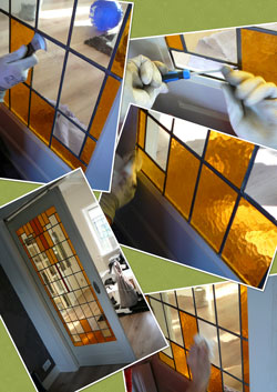 Huizen - restauratie glas-in-lood paneel op locatie