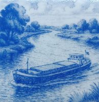 Binnenvaartschip - 10x10 cm